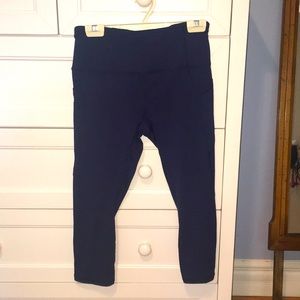 Navy Blue Cropped Leggings, Size M